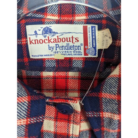 Pendleton Knockabouts 1960s Plaid Wool Shirt Blazer Red White Blue Made in USA - Picture 4 of 14